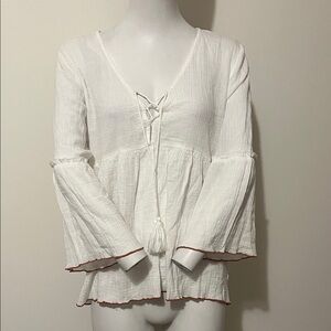 Sanctuary White Sedona Lace Up  Boho Blouse
